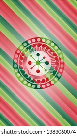 business network icon inside christmas style emblem.