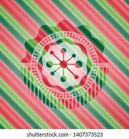 business network icon inside christmas emblem.