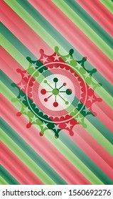 business network icon inside christmas style emblem.