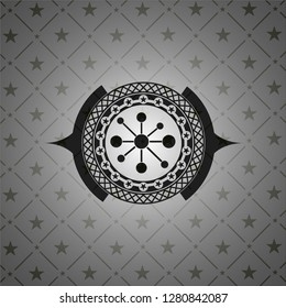 business network icon inside dark emblem