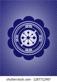 business network icon inside emblem with jean background