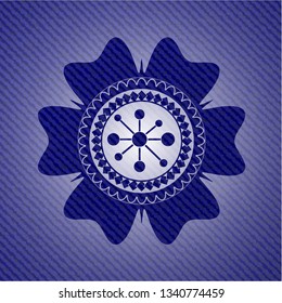 business network icon inside emblem with jean high quality background