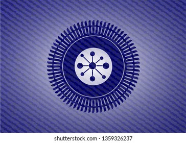 business network icon inside emblem with jean high quality background