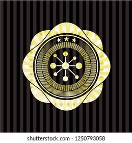 business network icon inside gold emblem