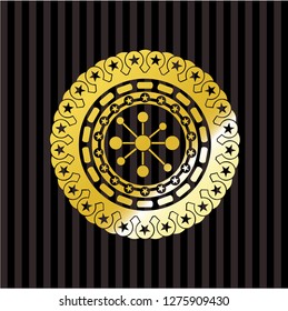 business network icon inside gold emblem or badge