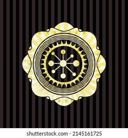 icono de red de negocios dentro de la insignia dorada brillante. 