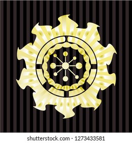 business network icon inside golden badge or emblem