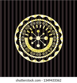 business network icon inside golden badge or emblem