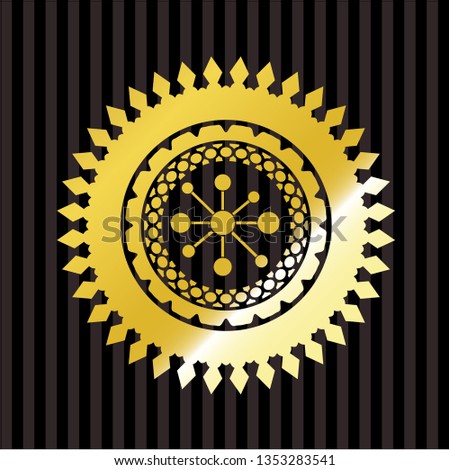 business network icon inside golden badge or emblem