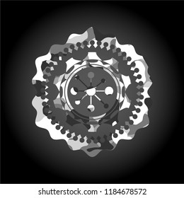 business network icon inside grey camouflage emblem