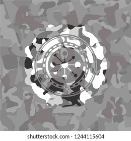 business network icon inside grey camouflage texture