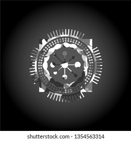 business network icon inside grey camouflage emblem