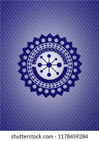 business network icon inside jean background
