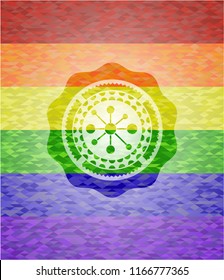 business network icon inside lgbt colors emblem 