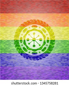 business network icon inside lgbt colors emblem 