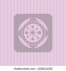 business network icon inside pink emblem