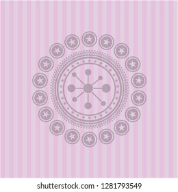 business network icon inside pink emblem