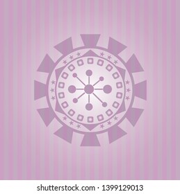 business network icon inside pink icon or emblem