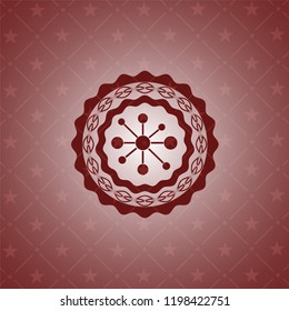 business network icon inside realistic red emblem