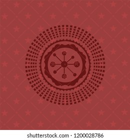 business network icon inside realistic red emblem