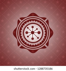 business network icon inside realistic red emblem