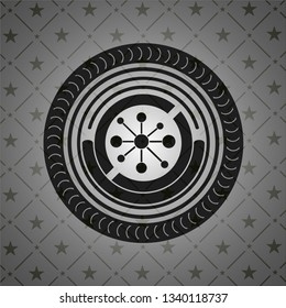 business network icon inside realistic dark emblem