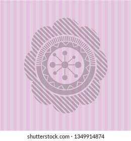 business network icon inside realistic pink emblem