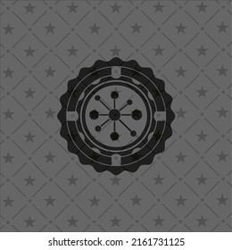 business network icon inside realistic black emblem. 