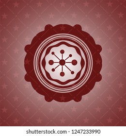 business network icon inside red emblem. Retro
