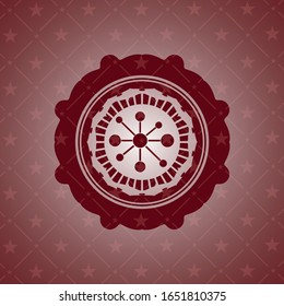 business network icon inside red icon or emblem