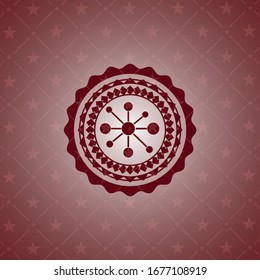 icono de red comercial dentro del emblema rojo. Retro