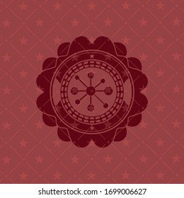 Business-Netzwerk-Symbol in rotem Emblem. Jahrgang.