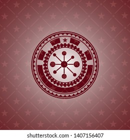 business network icon inside retro red emblem