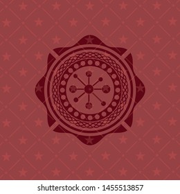 business network icon inside retro style red emblem