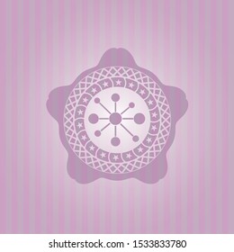 business network icon inside retro style pink emblem
