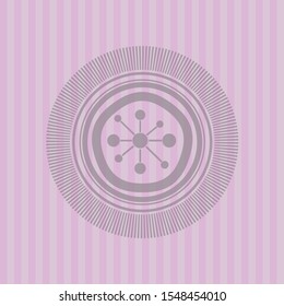 business network icon inside retro style pink emblem