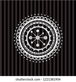 business network icon inside silver shiny emblem