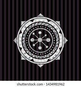 business network icon inside silvery emblem