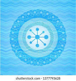 business network icon inside water representation style badge.