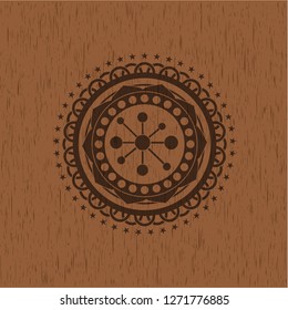 business network icon inside wood emblem. Retro