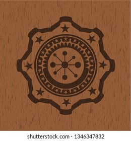 business network icon inside wood emblem. Retro