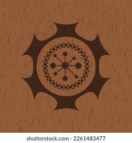 business network icon inside wood emblem. Retro. 