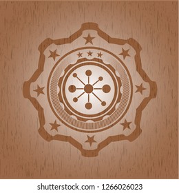 business network icon inside wooden signboards