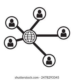  Icono de red empresarial. Red de negocios aislada sobre fondo blanco. Ilustración vectorial.