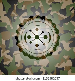 business network icon on camouflage pattern