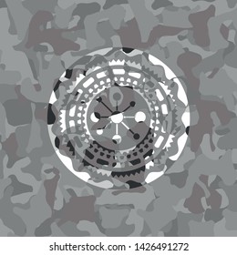 business network icon on grey camouflaged pattern