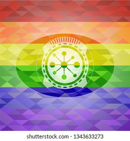 business network icon on mosaic background with the colors of the LGBT flag