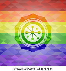business network icon on mosaic background with the colors of the LGBT flag