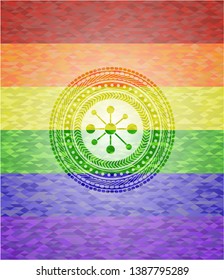 business network icon on mosaic background with the colors of the LGBT flag