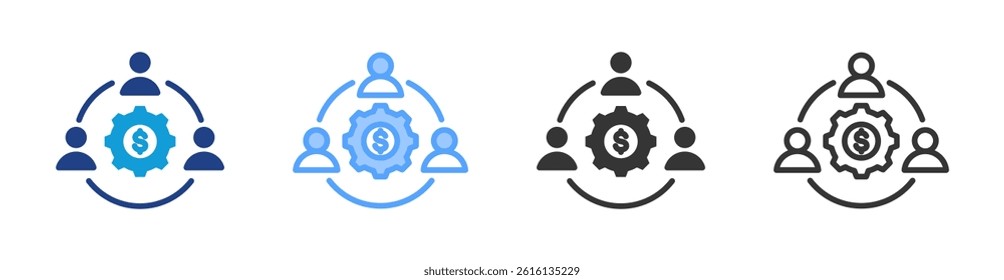 Business Network icon set multiple style collection